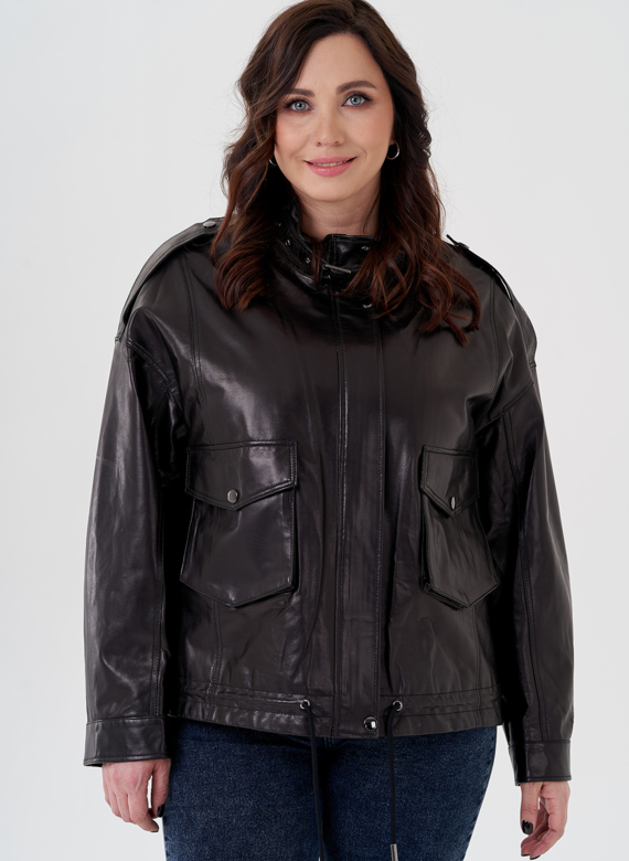 Куртка из натуральной кожи черного цвета