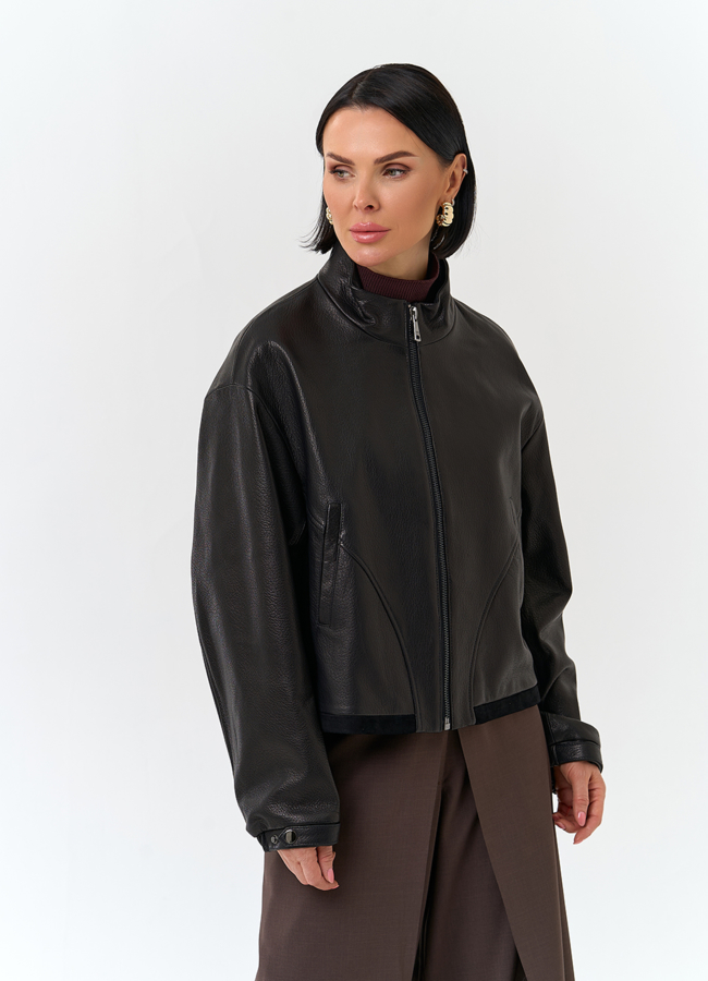 Женская короткая куртка из натуральной кожи модель № 32748 универмаг малина