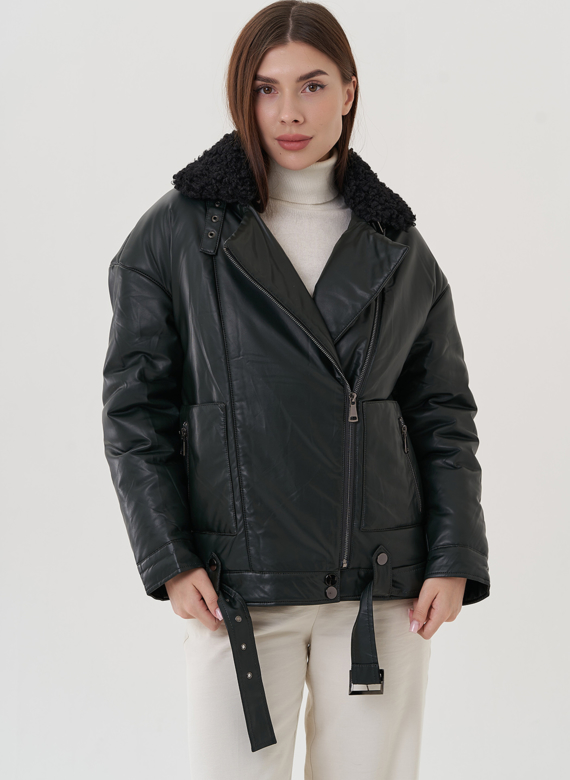 Косуха утепленная из экокожи с отделкой из экомеха