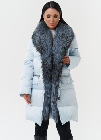 Пуховик с капюшоном из меха лисы