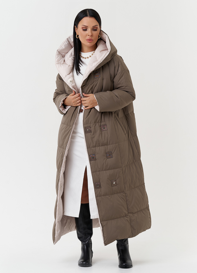 Двухсторонний пуховик с капюшоном модель № 28818 универмаг малина