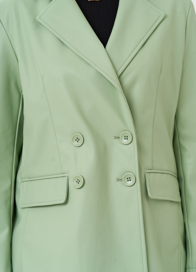 Пиджак из эко кожи с английским воротником модель № 26744 универмаг малина