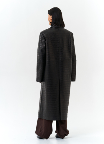 Женский плащ из натуральной кожи 