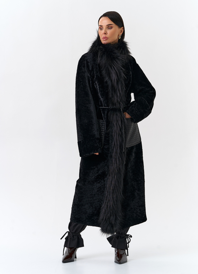 Женская дубленка с отделкой из меха лисы модель № 32197 в кредит