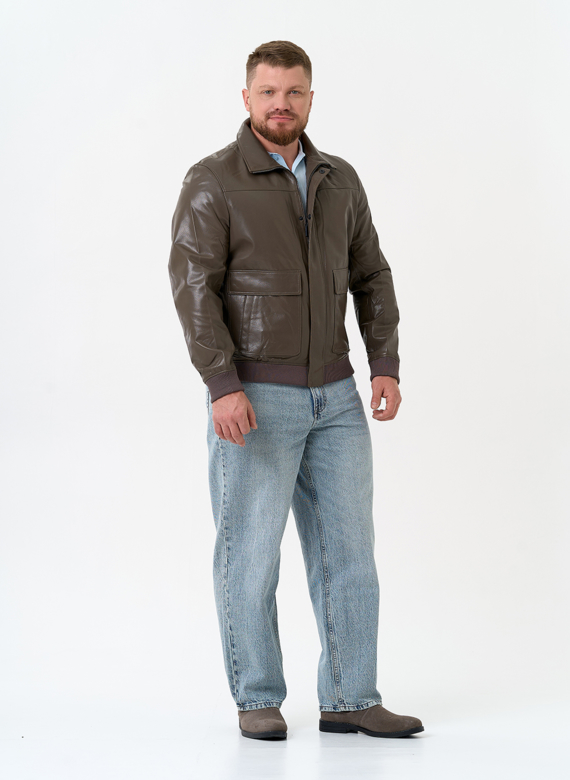 Мужская куртка бомбер из натуральной кожи