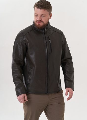 Мужская куртка из натуральной кожи в цвете хаки