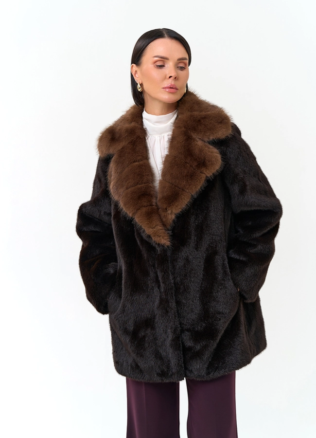Женское пальто из эко меха модель № 33859 в кредит