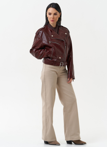 Куртка косуха из эко кожи бордового цвета