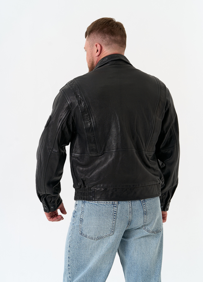 фото Мужская куртка бомбер из натуральной кожи модель № 32898