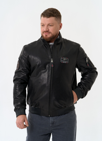 Мужская куртка бомбер из натуральной кожи
