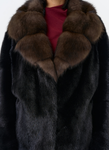 Шуба из меха норки с воротником из меха куницы