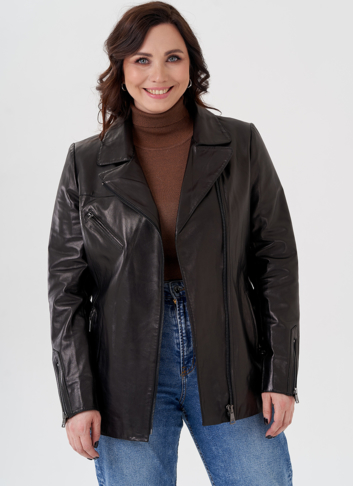 Женская кожаная куртка с поясом