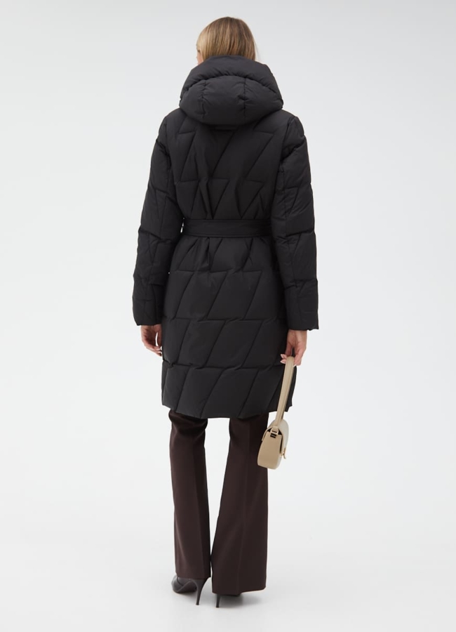 Женский пуховик с поясом модель № 31132 в кредит