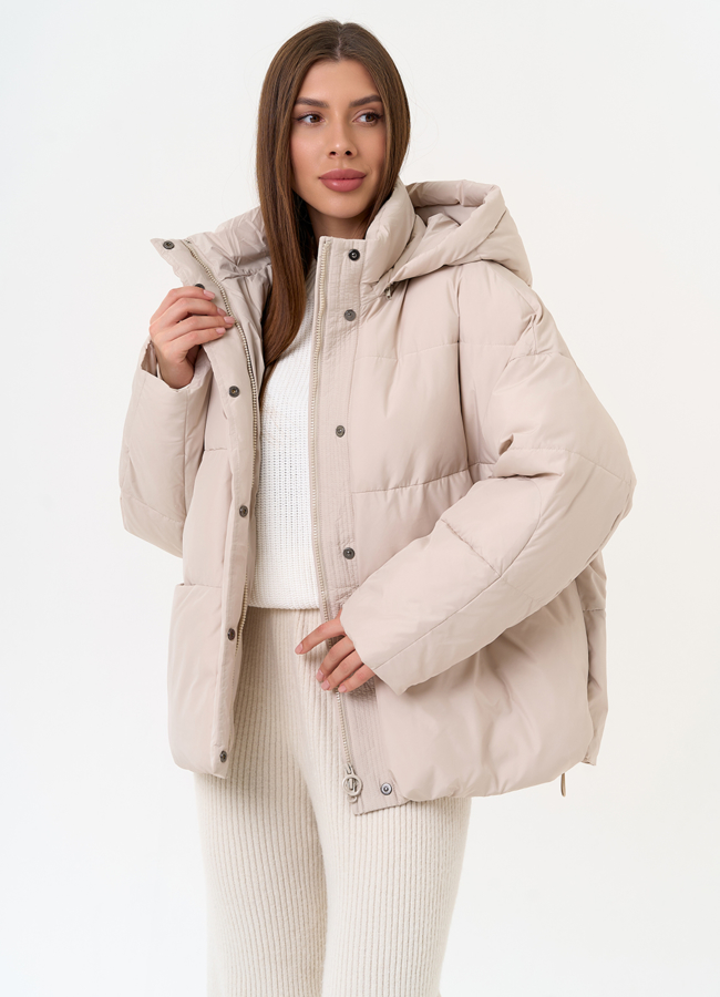 Женский короткий пуховик с капюшоном модель № 31587 универмаг малина