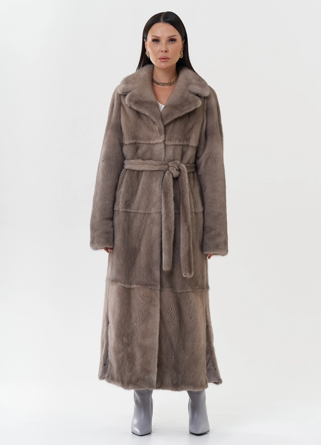 Длинная шуба из скандинавской норки модель № 28927 универмаг малина