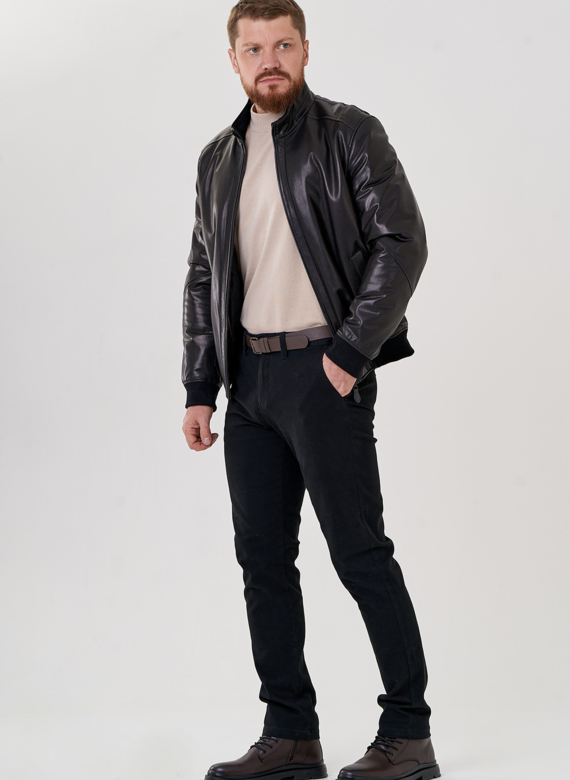 Куртка мужская черного цвета из натуральной кожи
