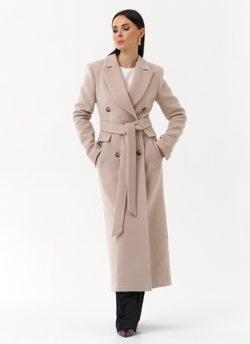 Длинное женское пальто с английским воротником