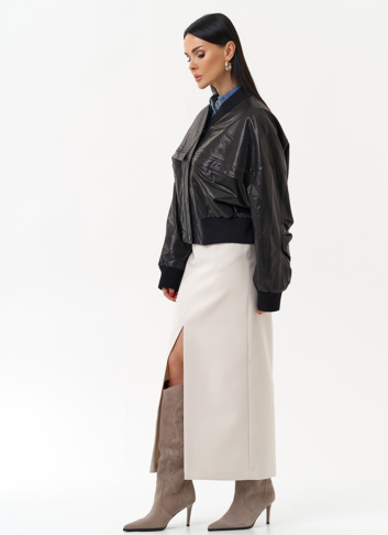 Женская куртка бомбер из натуральной кожи