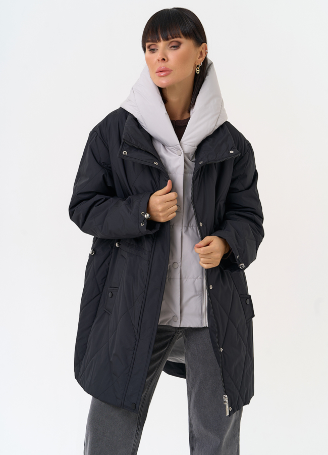 Женская удлиненная куртка со съемным капюшоном модель № 31547 меха малина