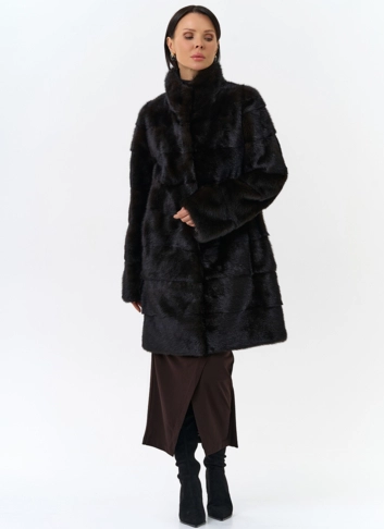 Поперечная шуба из норки Поперечная шуба из норки фото