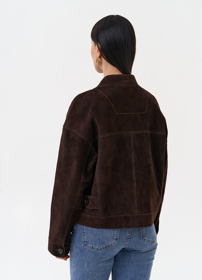 Куртка из замши коричневого цвета модель № 29927 в кредит