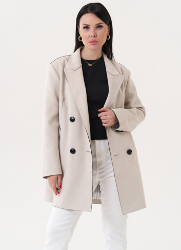 Жакет из эко замши с английским воротником