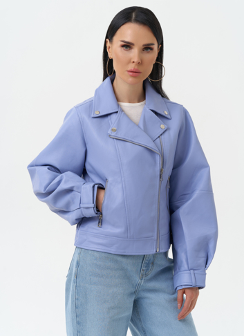 Куртка косуха из эко кожи голубого цвета