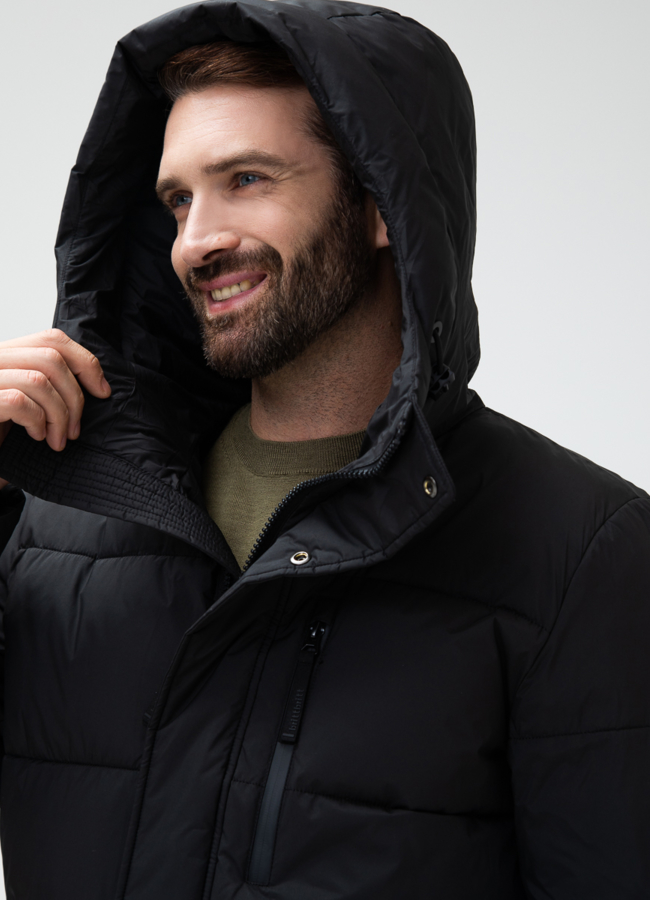 Мужской пуховик с капюшоном  модель № 28871 универмаг малина