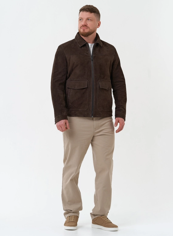 Мужская куртка из натуральной замши коричневого цвета