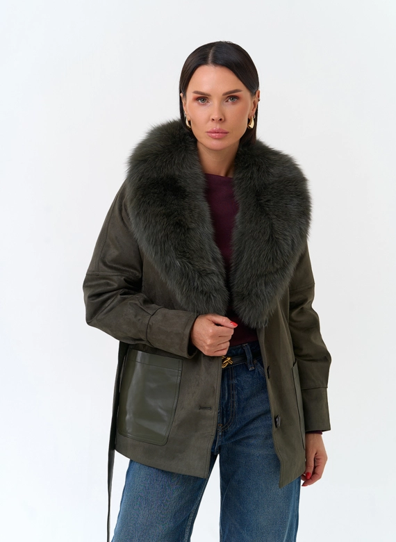 Женская куртка из эко замши фото