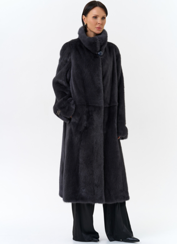 Норковая шуба с воротником стойка 